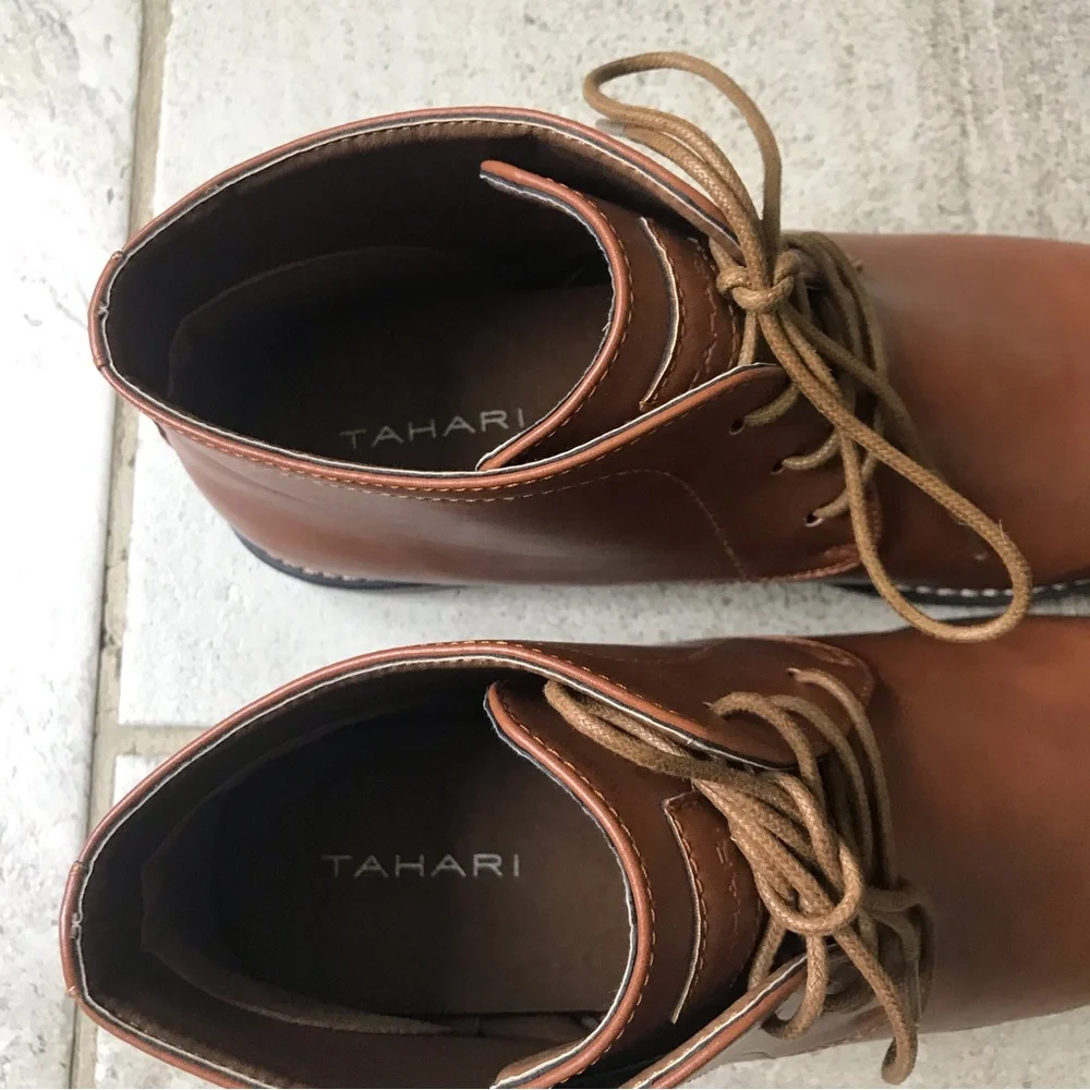 Tahari brown boys boots, size 7.